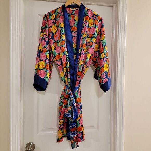Vintage Victoria’s Secret Gold Label Floral Satin Robe - Picture 1 of 4